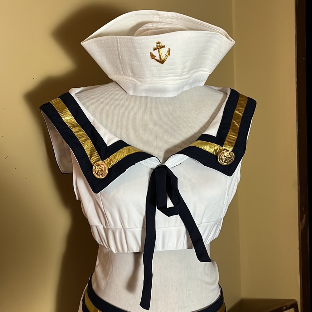 Vtg Sexy Sexy Navy Boat Captain DressUp sz Medium/Large WOW MATEY! by Delicious - Picture 3 of 16